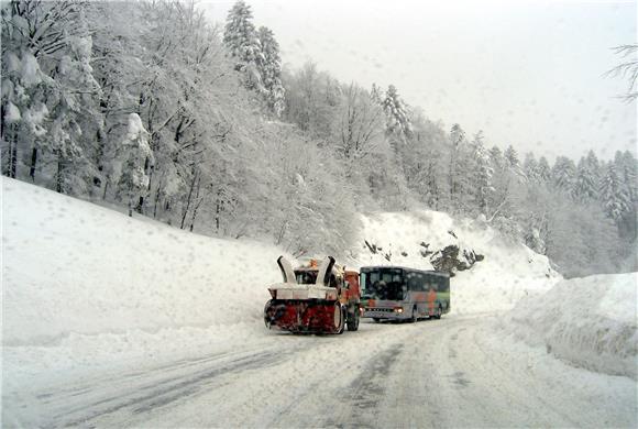 Snow causing traffic problems in mountainous regions in Croatia