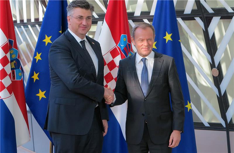 Premijer Plenković s predsjednikom Europskog vijeća Tuskom