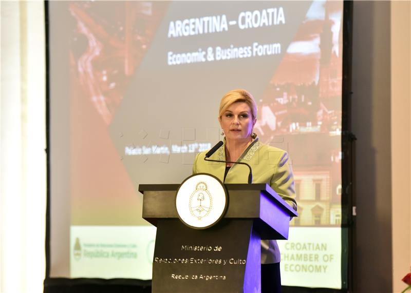 Croatian president announces stronger economic ties with Argentina