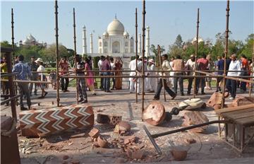 INDIA TAJ MAHAL STORM DAMAGE