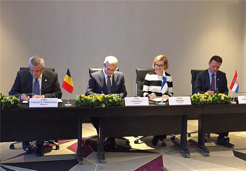 Croatian parl. chief inks declaration of cooperation with Romania and Finland in EU presidency