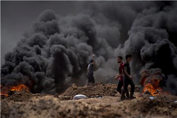 MIDEAST PALESTINIANS ISRAEL GAZA PROTEST