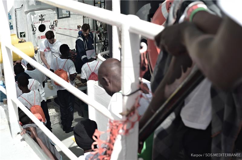 AT SEA MEDITERRANEAN MIGRATION ITALY MALTA