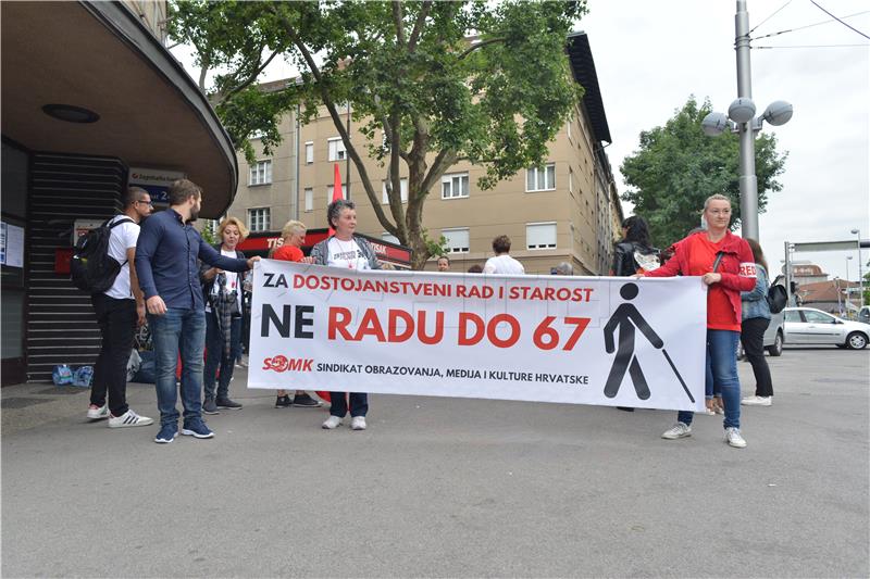 Prosvjed "Za dostojanstveni rad i starost - Ne radu do 67"