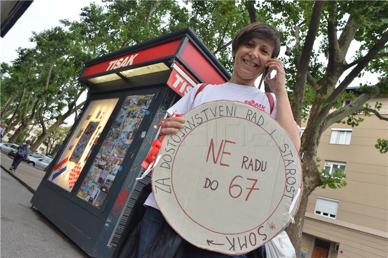 Prosvjed "Za dostojanstveni rad i starost - Ne radu do 67"