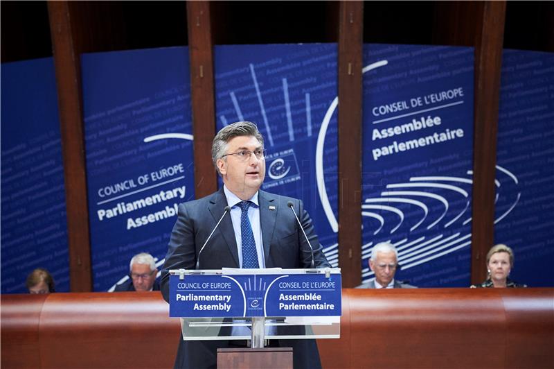 Plenković održao govor u Parlamentarnoj skupštini Vijeća Europe