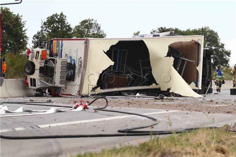 A truck loaded with explosives tipped over in Germany