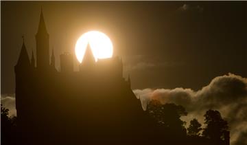 Sunrise behind Hohenzollern castle in Germany