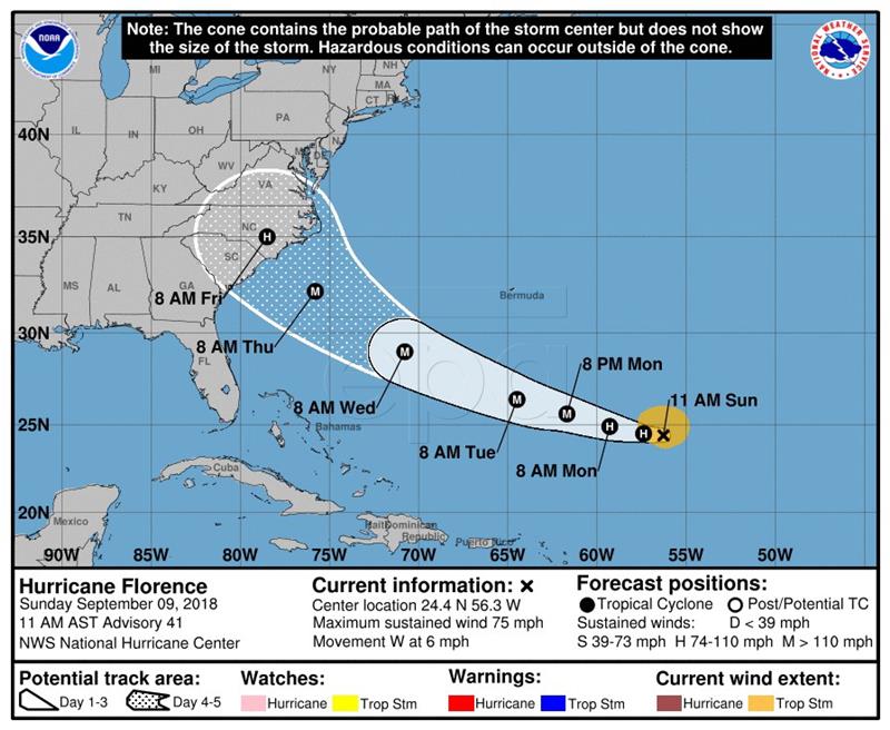 Masovne evakuacije dok se uragan Florence približava Karolinama