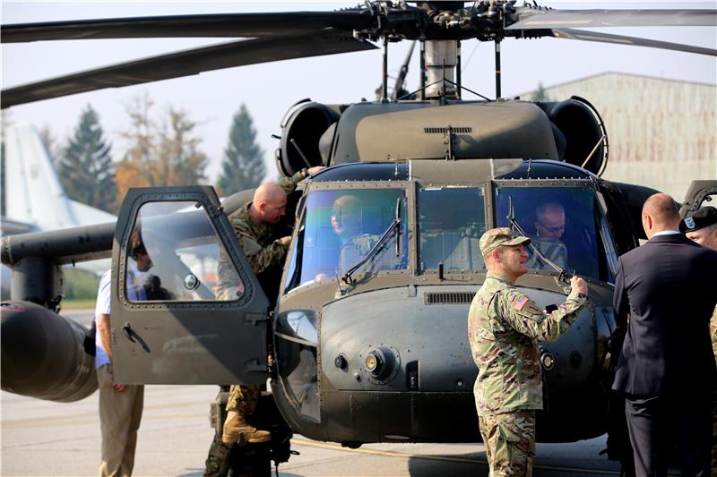 Black Hawk helicopters presented at air base near Zagreb