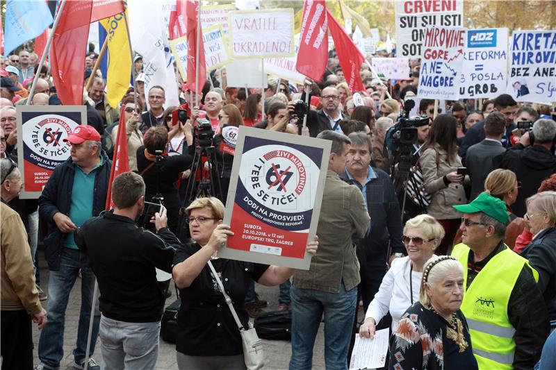 Union protest against government's pension reform proposal starts in Zagreb