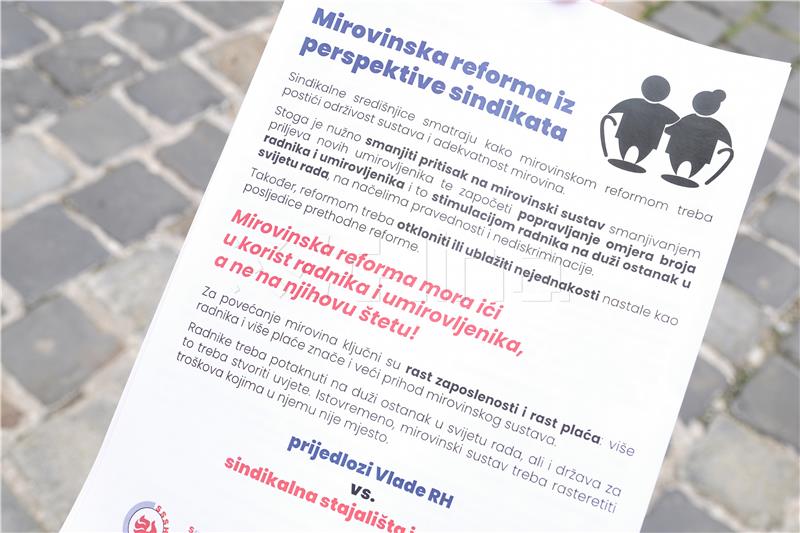 Sindikati pozivaju saborske zastupnike da ne podrže mirovinsku reformu