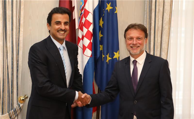 Croatian parliament speaker receives Qatari emir Sheikh Al Thani