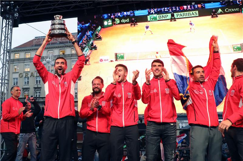 Croatia's Davis Cup winners welcomed in Zagreb's main square