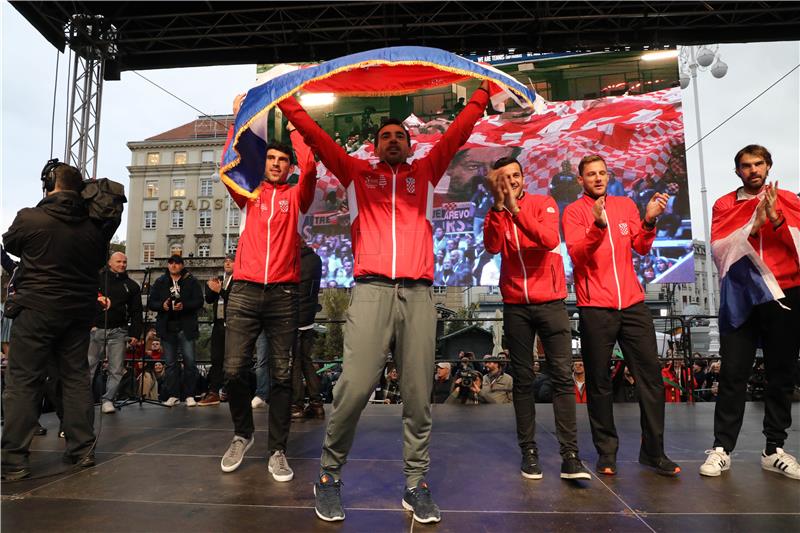 Doček hrvatske Davis cup reprezentacije na Trgu bana Jelačića