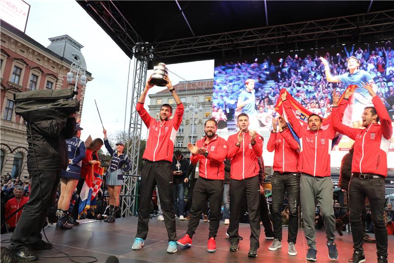 Doček hrvatske Davis cup reprezentacije na Trgu bana Jelačića