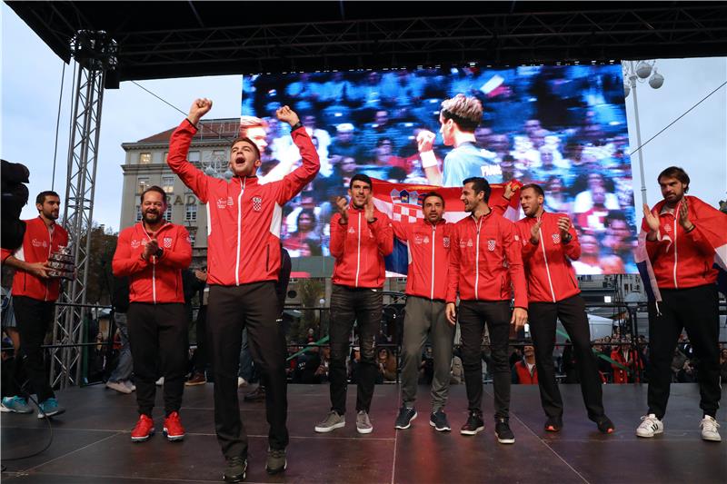 Doček hrvatske Davis cup reprezentacije na Trgu bana Jelačića