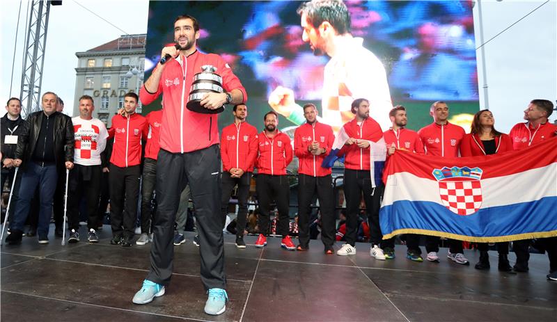 Doček hrvatske Davis cup reprezentacije na Trgu bana Jelačića