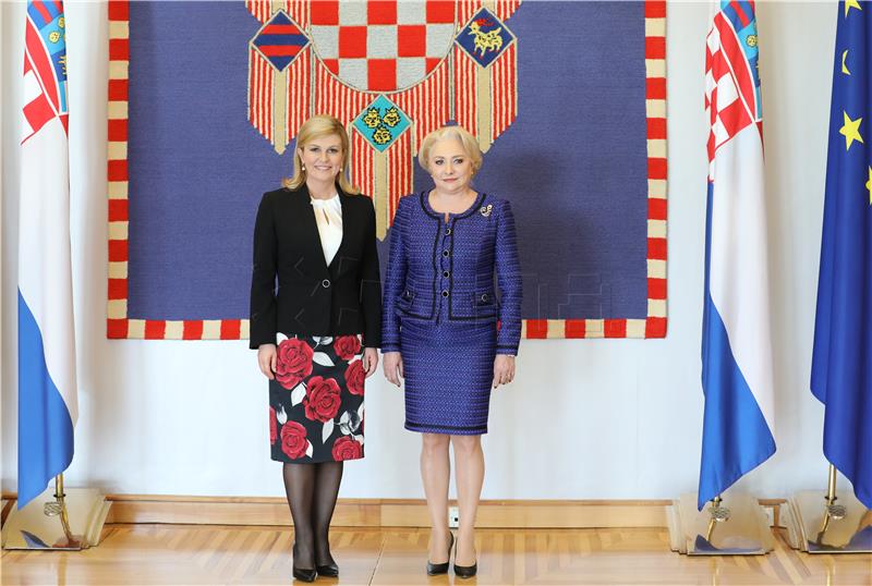 Croatian president meets with visiting Romanian prime minister