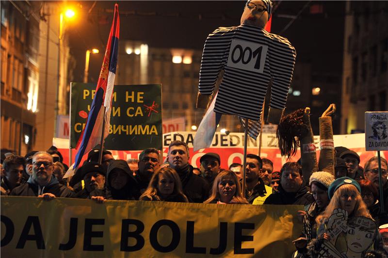 Protesters in Belgrade demand Vucic's resignation